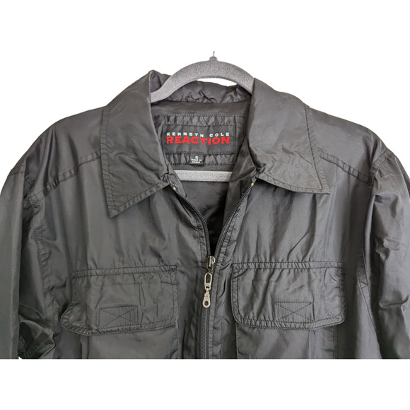 Kenneth Cole Reaction Womens Small Black Windbreaker Nylon Full Zip Lightweight - Picture 10 of 16